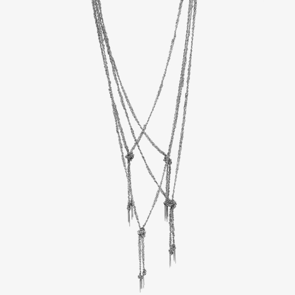 XL TWIST NECKLACE WHITE RHODIUM