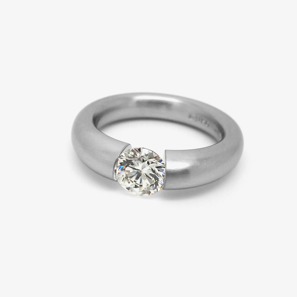 TAPERED PLATINUM TENSION ENGAGEMENT RING