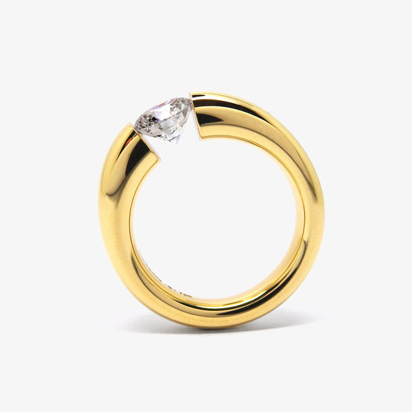 TAPERED TENSION RING - YELLOW GOLD + 1 CARAT DIAMOND