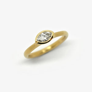 TOSKA FANTASY ENGAGEMENT RING - YELLOW GOLD + 0.34 NAVETTE DIAMOND
