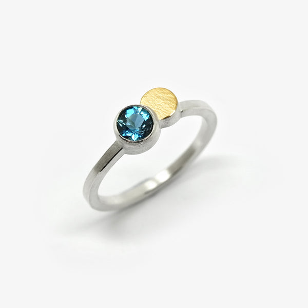 GOLD DOT RING + LONDON BLUE TOPAZ