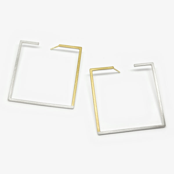 SQUARE HOOP STUD EARRINGS