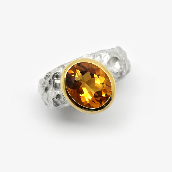 SILVER TREASURE RING - OVAL PALMERA CITRINE