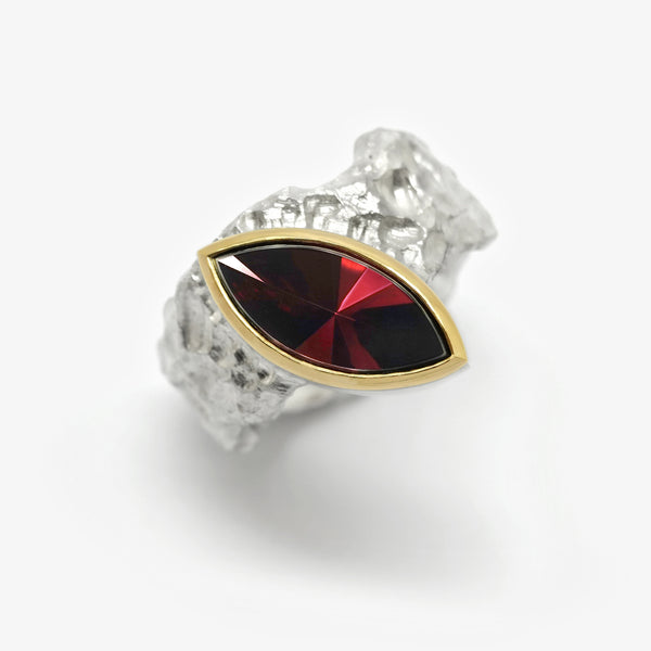 SILVER TREASURE RING - RED/PINK TOURMALINE