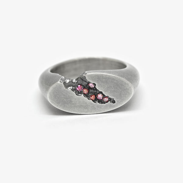 GEODE SIGNET RING - OVAL + PINK DIAMONDS