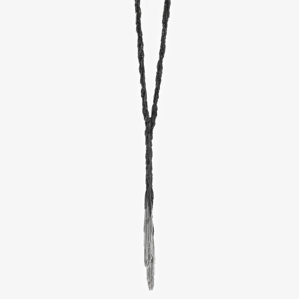 BLOSSOM NECKLACE - BLACK & WHITE RHODIUM