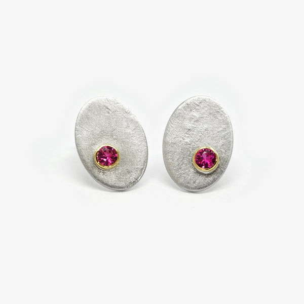 OVATE STUDS + PINK SAPPHIRES