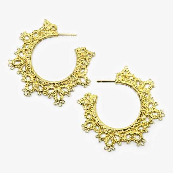JUANITA CREOLE HOOP EARRINGS - GOLD PLATED SILVER