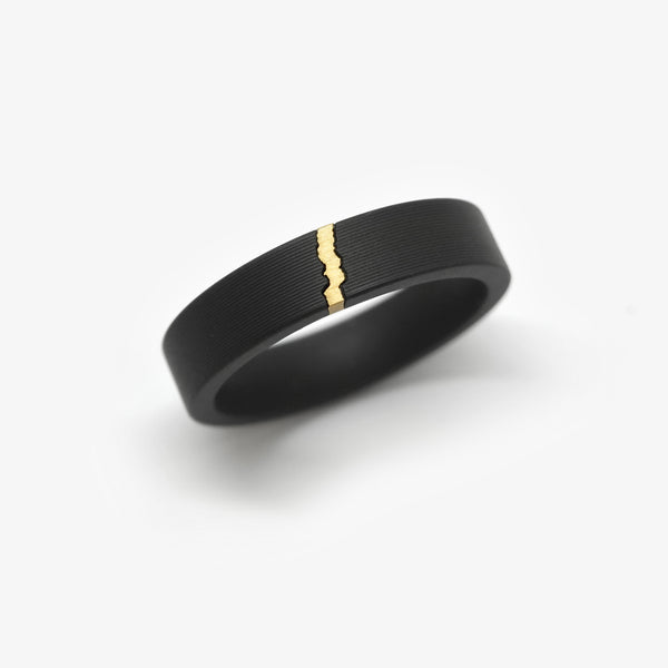 CRACKLE RING  + YELLOW GOLD SEAM - RECTANGULAR 5
