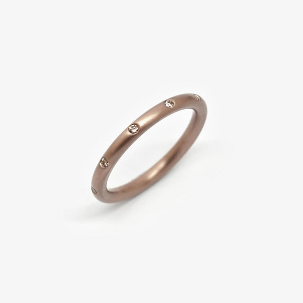 ROUND WEDDING RING -  ROSEWOOD GOLD - 2MM + 10 DIAMONDS