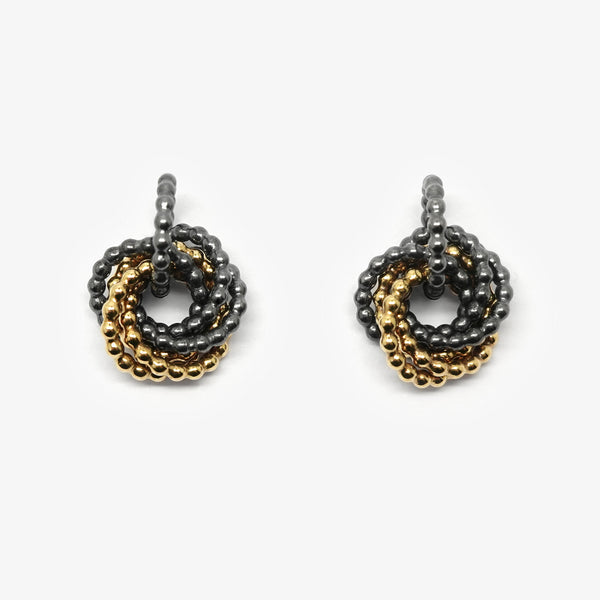 QUIRIL STUDS 14MM - OXIDISED SILVER + 3 GOLD LINKS
