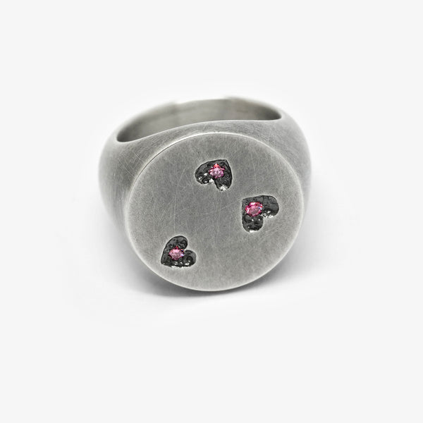 GEODE HEARTS SIGNET RING - ROUND - 18MM