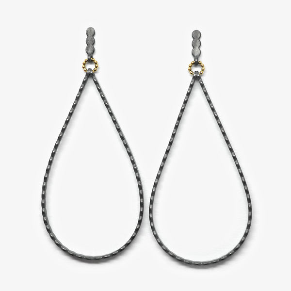 LILINEA DROP EARRINGS - OXIDISED SILVER