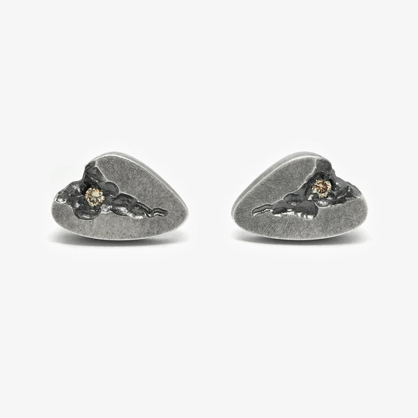 GEODE STUDS - PEBBLE - 2 CINNAMON DIAMONDS
