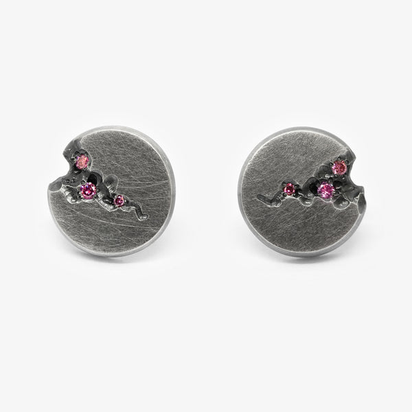 GEODE STUDS - 13.5MM ROUND - 6 PINK DIAMONDS