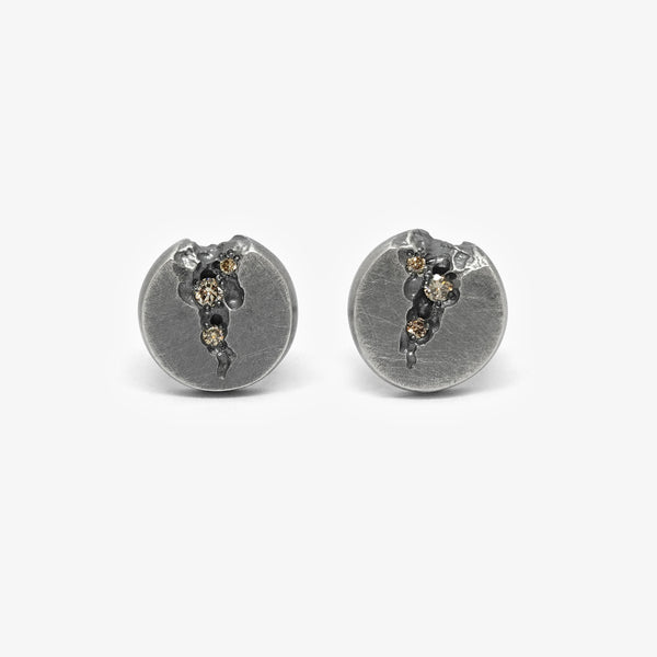 GEODE STUDS - 9.5MM ROUND - 6 CINNAMON DIAMONDS