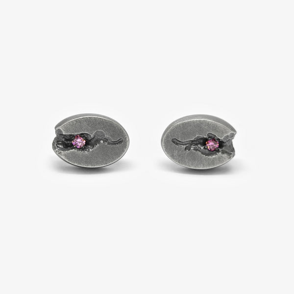 GEODE STUDS - OVAL - 2 PINK DIAMONDS