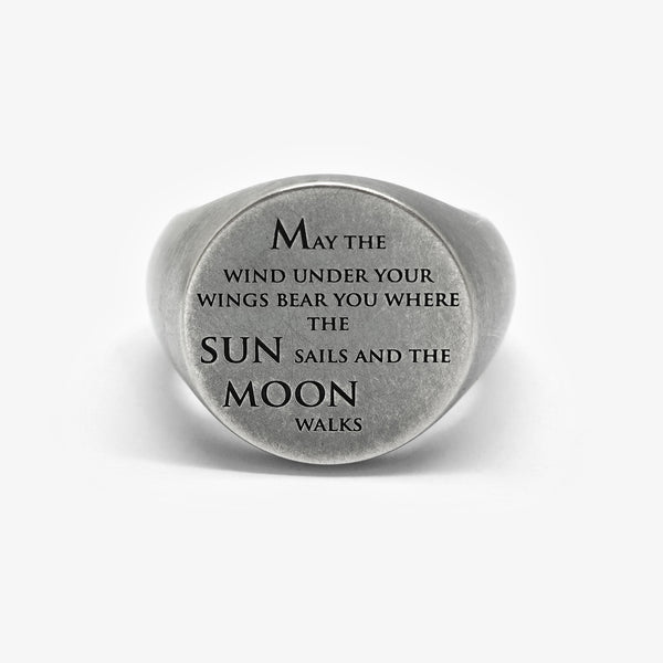 GEODE SIGNET RING - 18MM ROUND - MAY THE WIND