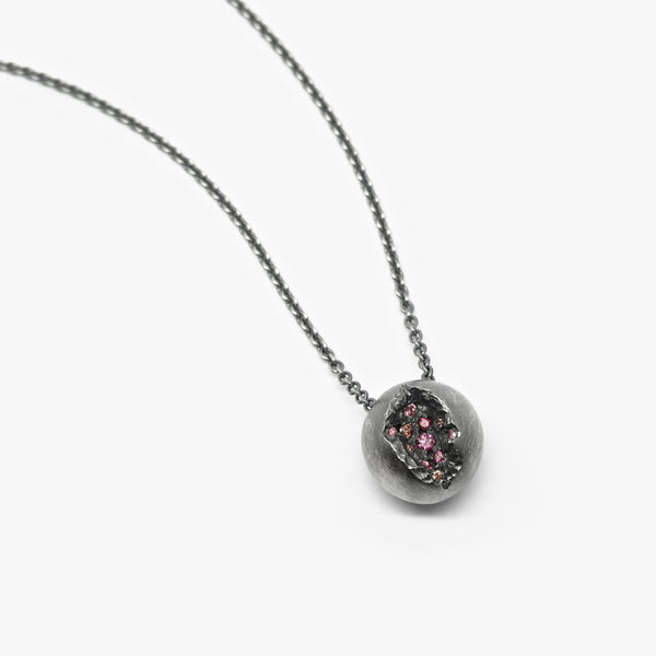 GEODE PENDANT - BALL + 11 PINK DIAMONDS