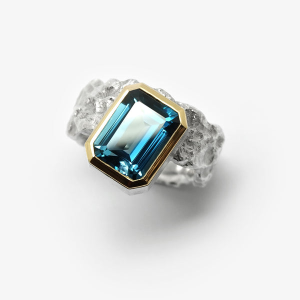 SILVER TREASURE RING - OCTAGON LONDON TOPAZ