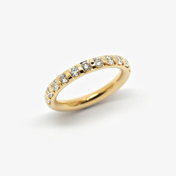 MEMORY ETERNITY WEDDING RING - YELLOW GOLD 3 ROUND + 11 DIAMONDS