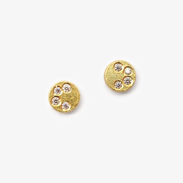 RANDOM STUDS - YELLOW GOLD + 8 DIAMONDS
