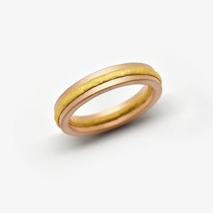 FUSION WEDDING RING 4MM - RED GOLD + PURE GOLD