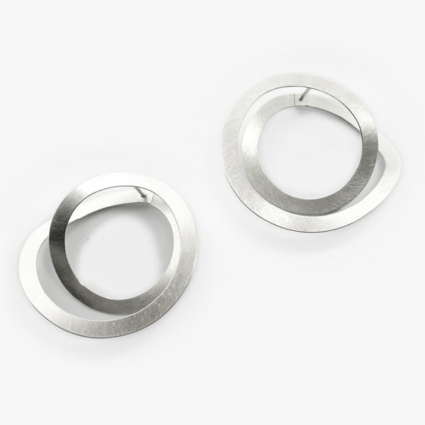 RIBBON EARRINGS - NARROW DOUBLE CIRCLE