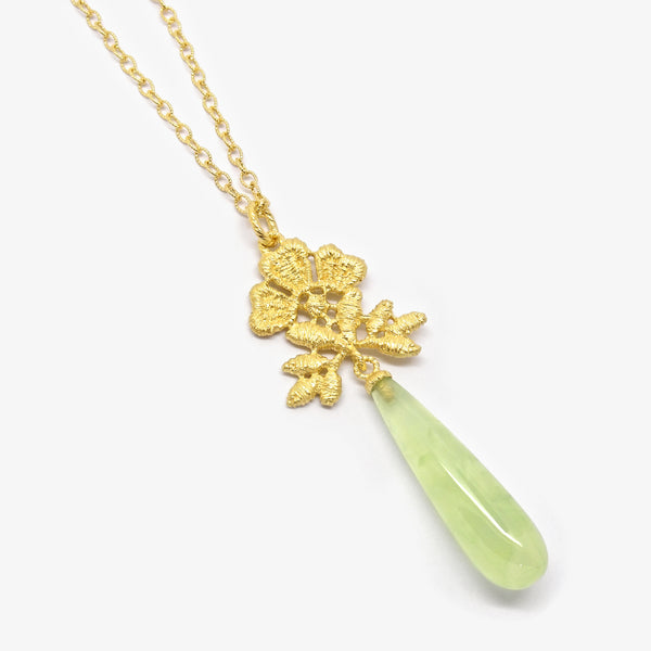 AIDA PENDANT - GOLD PLATED + PREHNITE