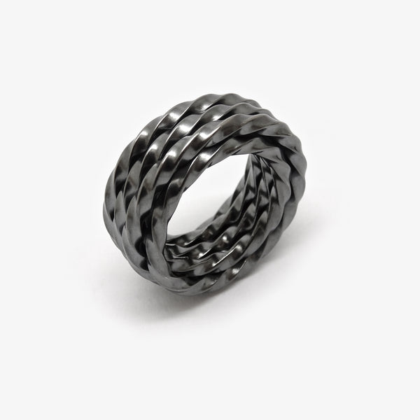 PIVOT 3 RING - OXIDISED SILVER
