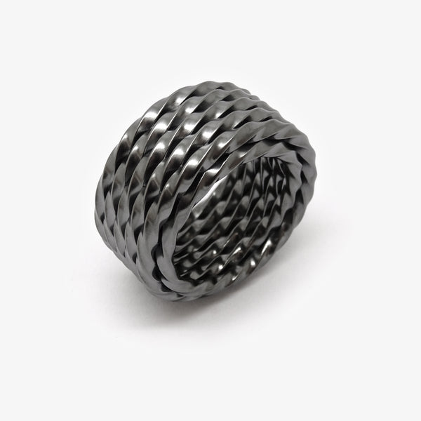 PIVOT 5 RING - OXIDISED SILVER