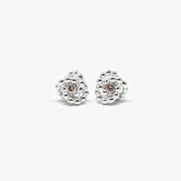 FLY STUDS - 7MM -  SILVER + DIAMONDS