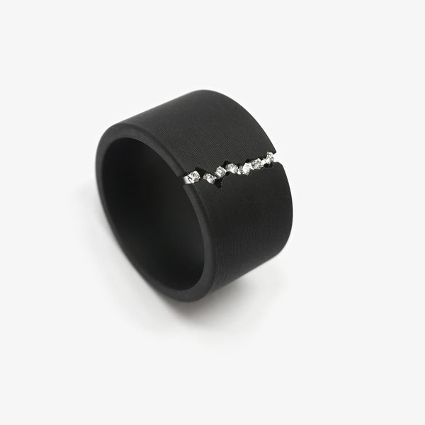 CRACKLE RING - BLACK + 7 DIAMONDS
