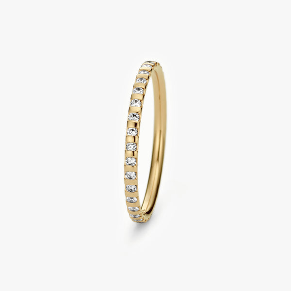 MEMORY RING - YELLOW GOLD - 1.5 ROUND + 35 DIAMONDS