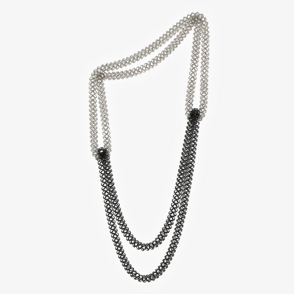 LOCKHART DOUBLE LOOP NECKLACE - SILVER + OXIDISED SILVER