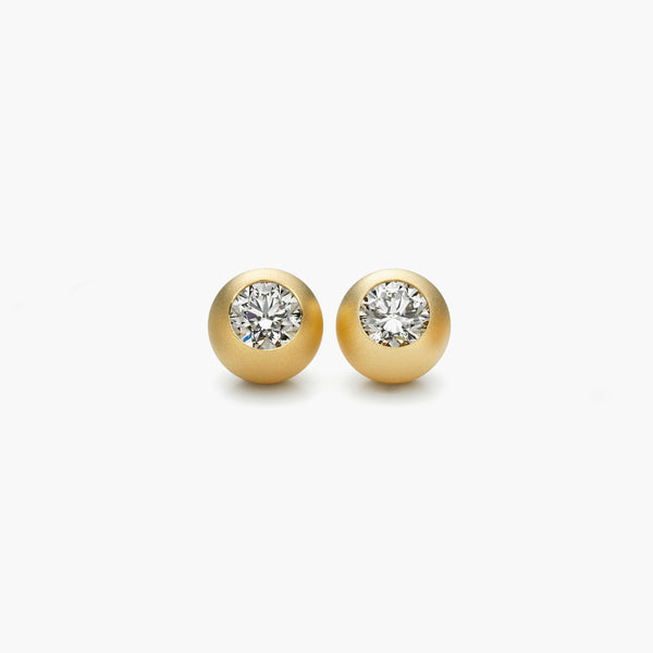 EAR SPHERE -  4.5MM YELLOW GOLD + DIAMONDS