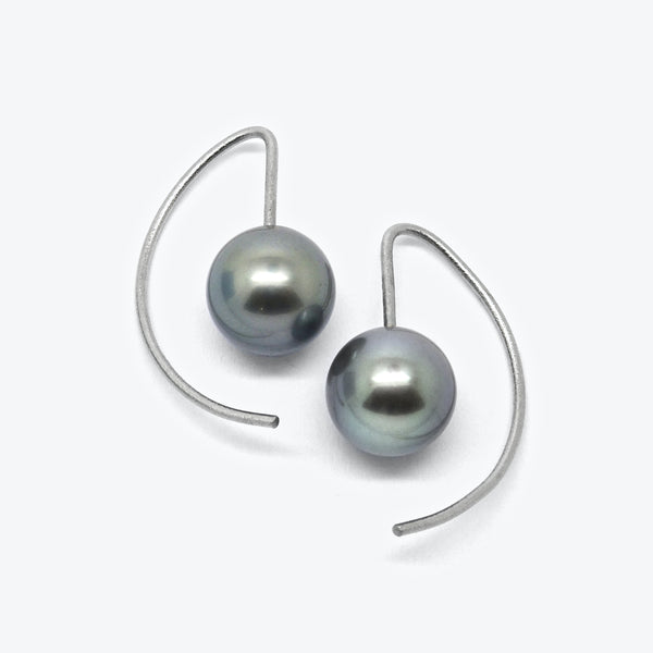 TAHITI PEARL DROP EARRINGS - PLATINUM