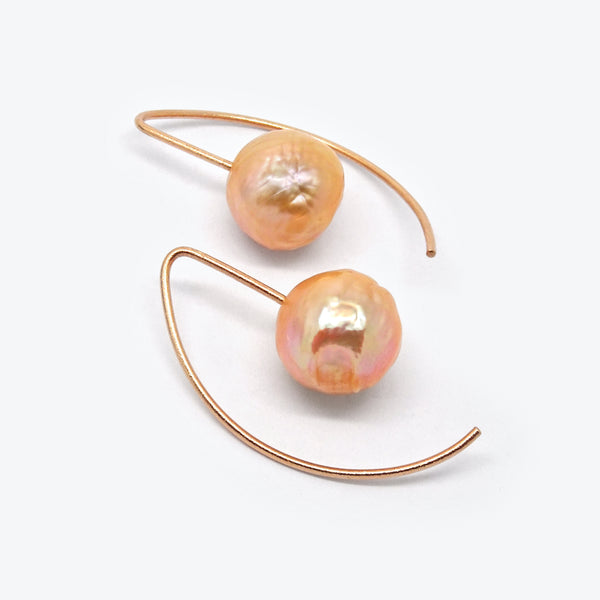 PEARL DROP EARRINGS - ROSE + ROUND PEACH BAROQUE
