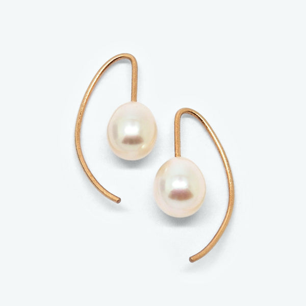 SMALL PEARL EARRINGS - ROSE + CREAM
