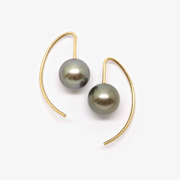 TAHITI PEARL DROP EARRINGS - YELLOW