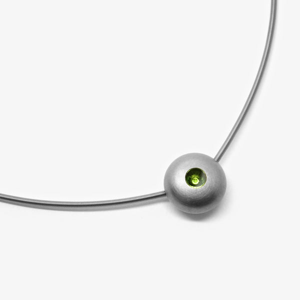 CLIP NECKLACE - STEEL + PERIDOT