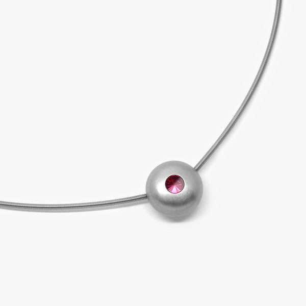 CLIP NECKLACE - STEEL + RUBY