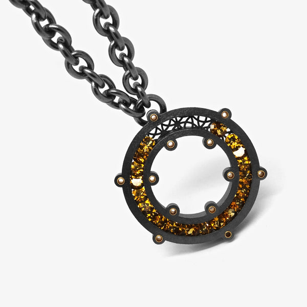 LARGE GOLD CITRINE SOLAR PENDANT