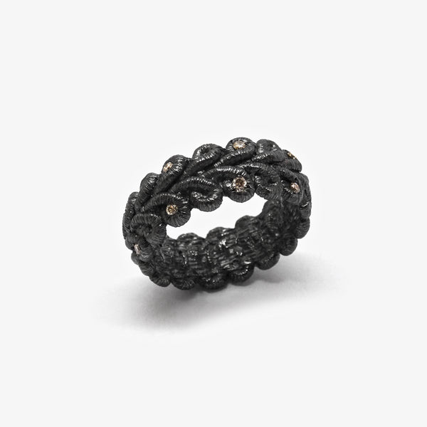 BORDURE RING - OXI SILVER + DIAMONDS