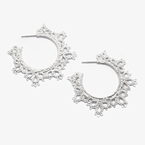 JUANITA CREOLE HOOP EARRINGS - SILVER