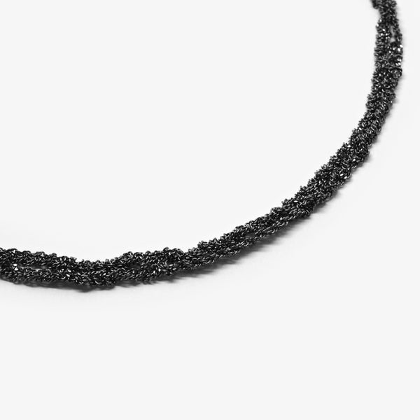 TWIST COLLIER - 2 STRAND -  BLACK RHODIUM
