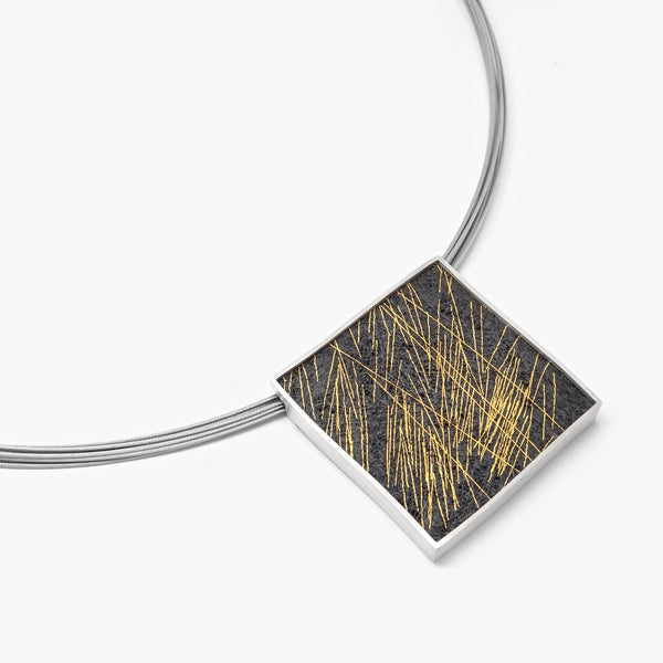 LARGE SQUARE PENDANT - HESSIAN