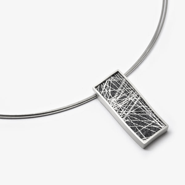 OBLONG PENDANT - SILVER WEB