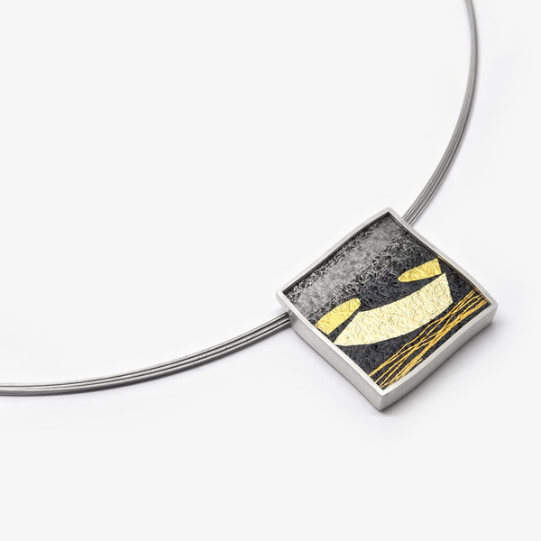 SQUARE PENDANT - GOLD CLOUDS