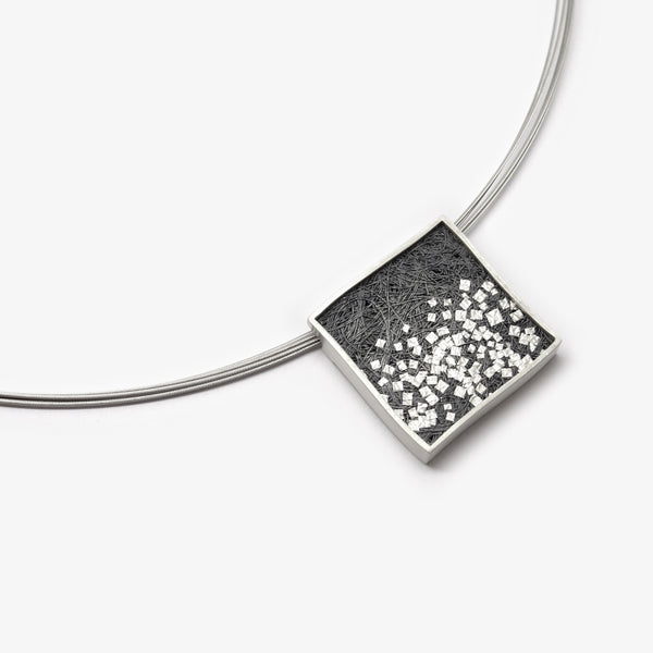 SQUARE PENDANT - SILVER CONFETTI